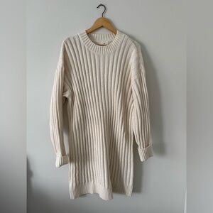 H&M | Cream Ribbed Cable Knit Sweater Dress
